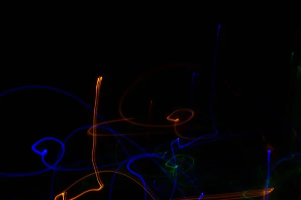Mnohobarevná Neonová Světla Černém Pozadí — Stock fotografie