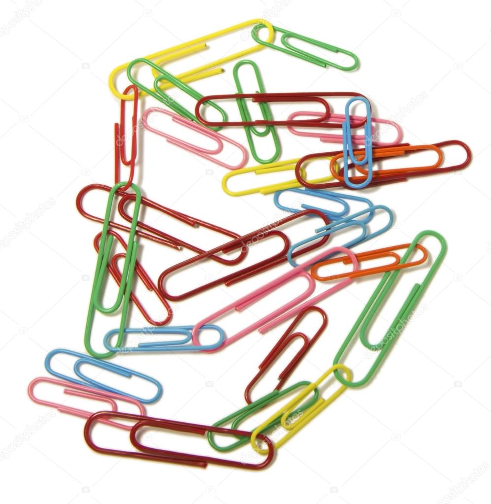 Paper clips on white