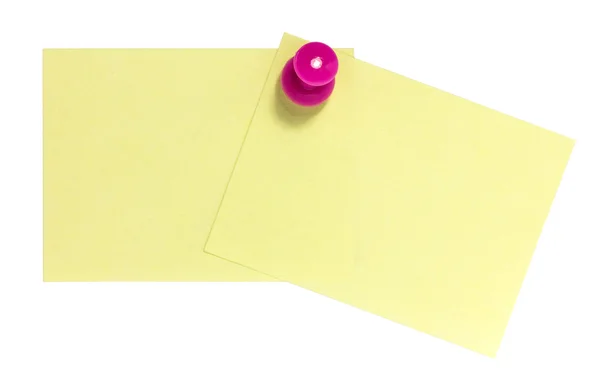 Double rectangular sticky note with pink pin — Stock Photo, Image