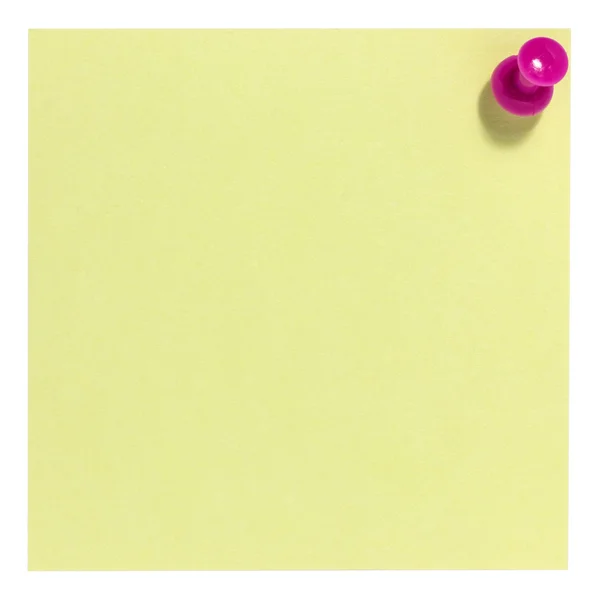 Quadratische Haftnotiz mit pinkfarbener Nadel — Stockfoto