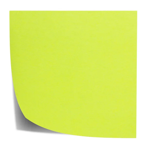 Green square sticky note on a white background, and shadow — Stock Photo, Image