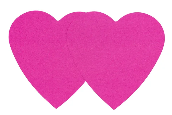 Double Heart Sticky Label ที่แยกจากพื้นหลังสีขาว — ภาพถ่ายสต็อก