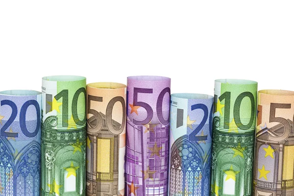 Geld eurobankbiljetten gerold — Stockfoto