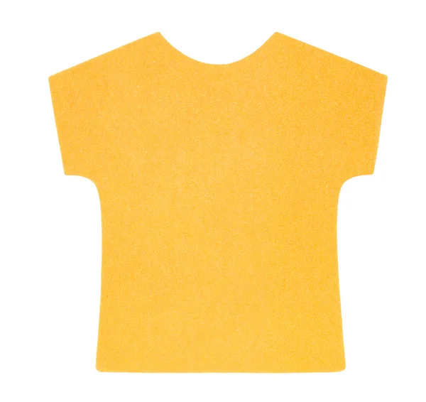Camiseta plana naranja nota adhesiva, aislada sobre fondo blanco — Foto de Stock