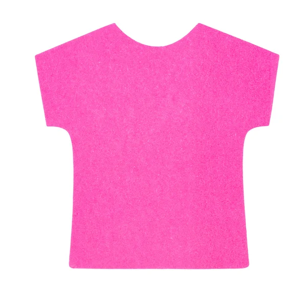 平粉色 t 恤的粘滞便笺，孤立的白色背景上 — 图库照片