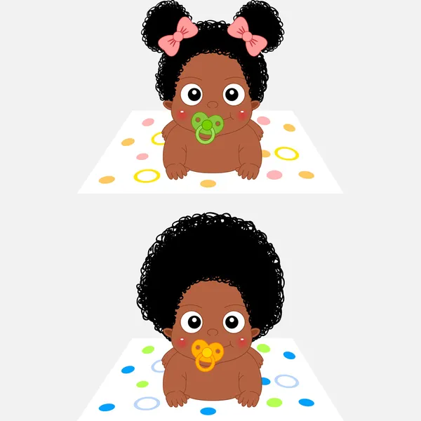 Chico y chica de dibujos animados lindo bebé africano — Stockvector