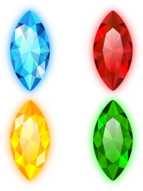 Set of Four Gems Marquise Shaped clipart