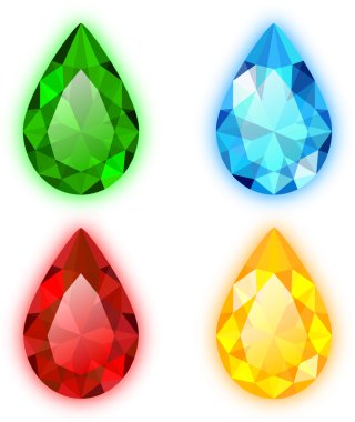 The Set of Four Colorful Gems Pear Shaped clipart