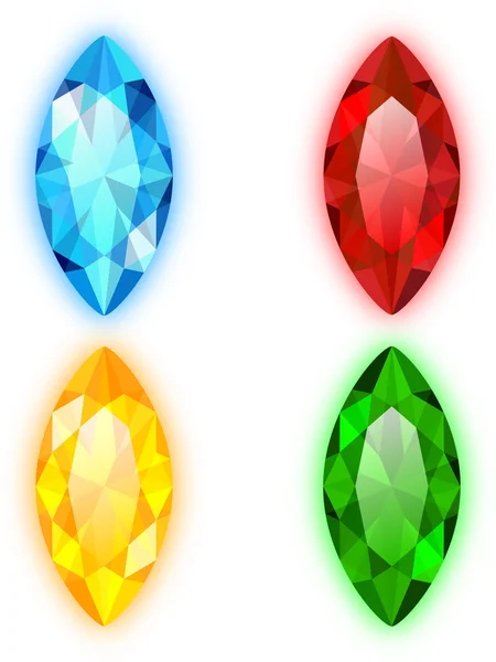 Set of Four Gems Marquise Shaped — Stock Vector