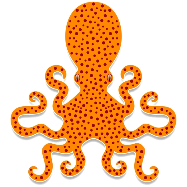 Cartoon Spotty Octopus Isolated on White — Stock Vector