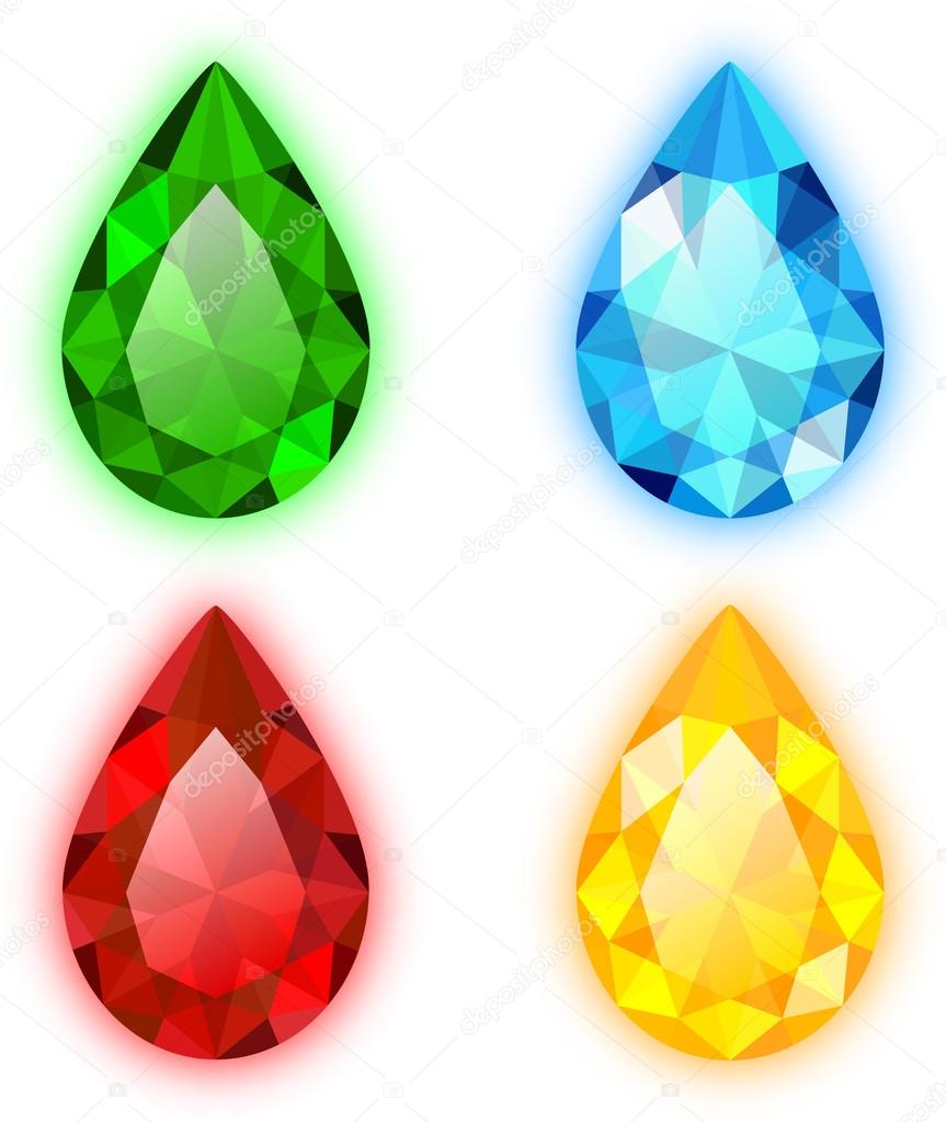 The Set of Four Colorful Gems Pear Shaped