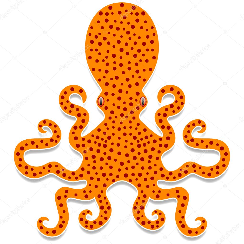 Cartoon Spotty Octopus Isolated on White