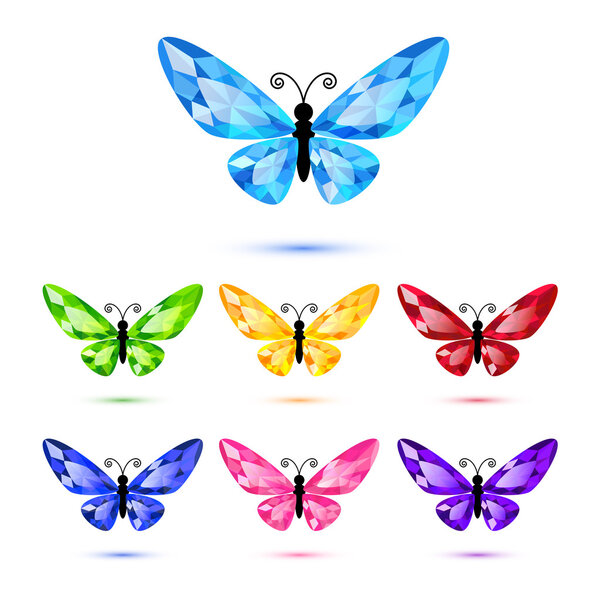 Set of nine diamond butterflies
