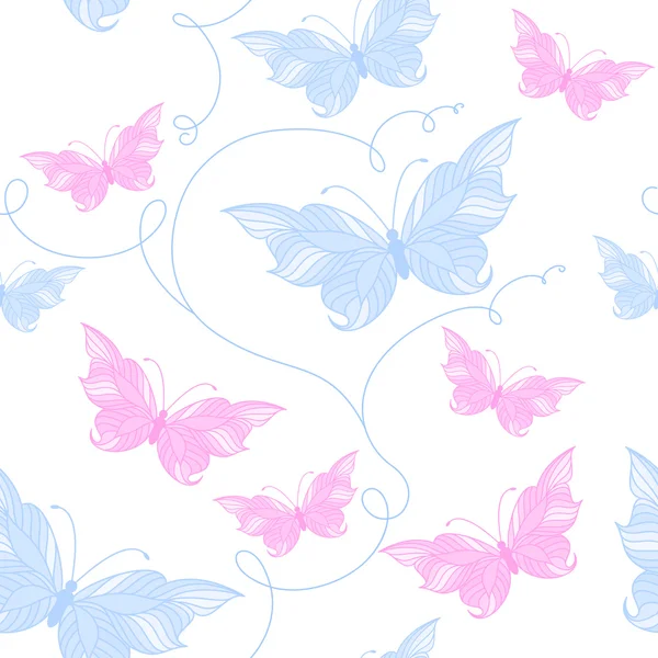 Tender seamless pattern with butterflies — Stock Vector