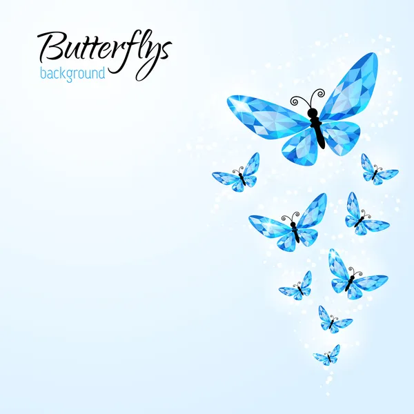 Abstract background with diamond butteflies — Stockvector