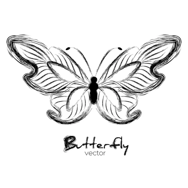 Grunge vlinder geschilderd met inkt — Stockvector