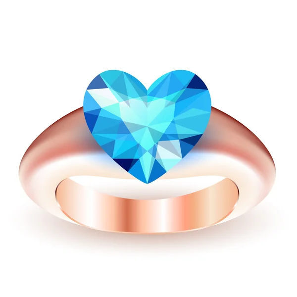 Anillo con forma de corazón de topacio — Vector de stock