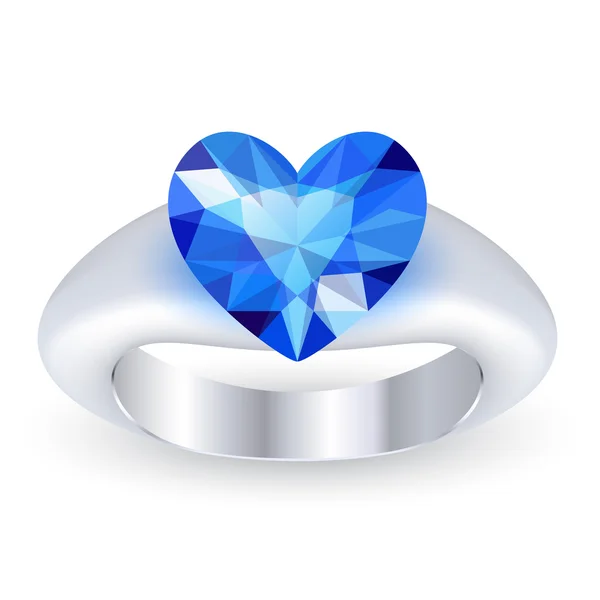 Ring with gemstone heart shaped — Stock Vector