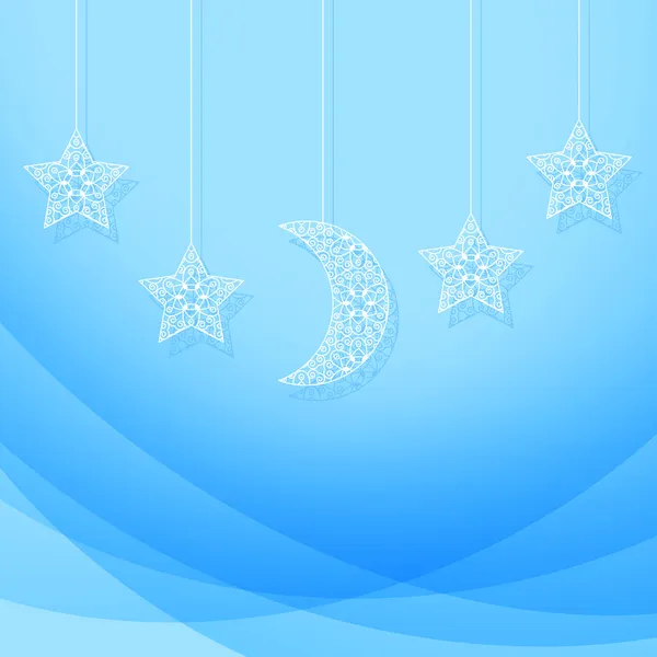 Hanging Moon and Stars — Stock Vector