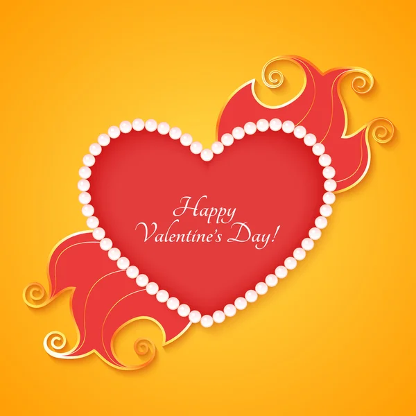 Corazón con letras Feliz día de San Valentín — Vector de stock
