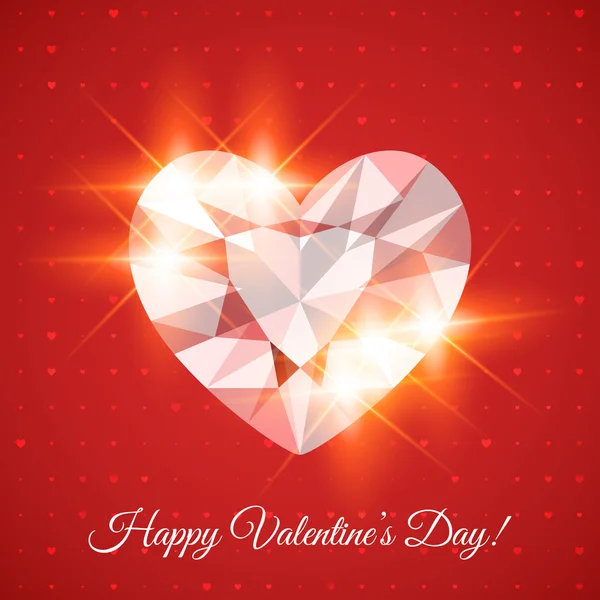 Feliz día de San Valentín Tarjeta con diamante — Vector de stock