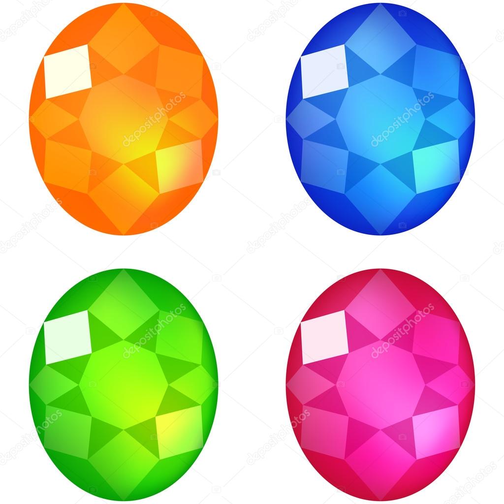 Set of colorful gems