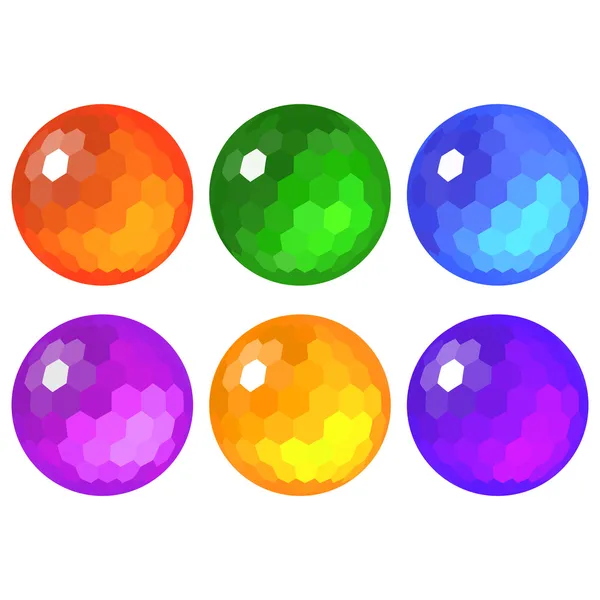 The Set of faceted spheres — Stock Vector