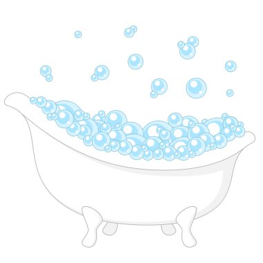 Bath with bubbles isolated on white clipart