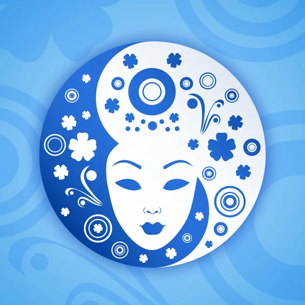 Ying yang symbole avec visage de femme — Image vectorielle