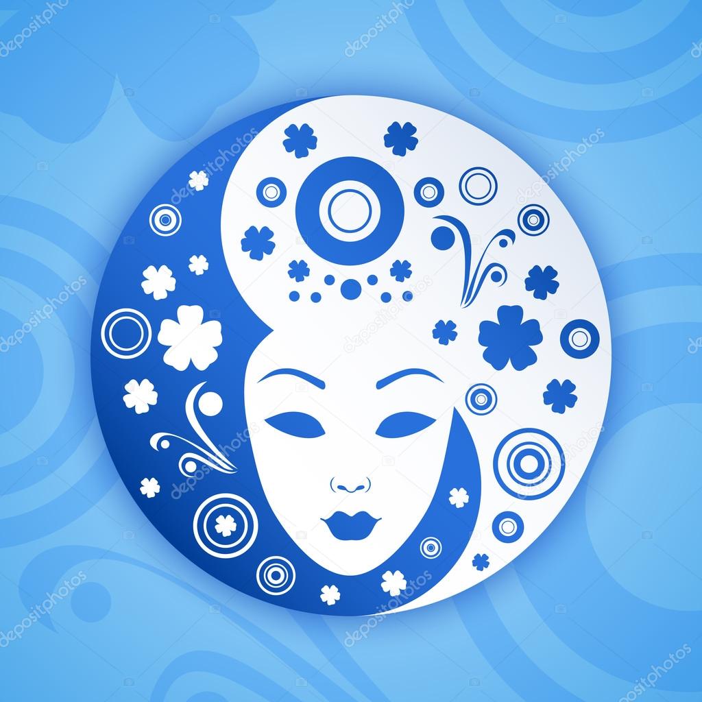 Ying yang symbol with woman face