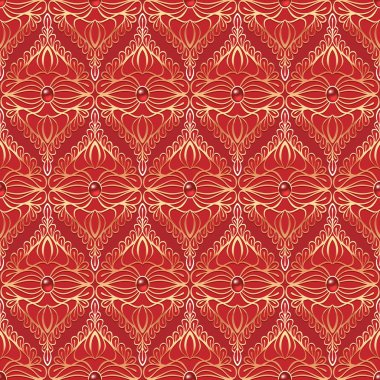 Vintage seamless modeli ile kırmızı taşlar