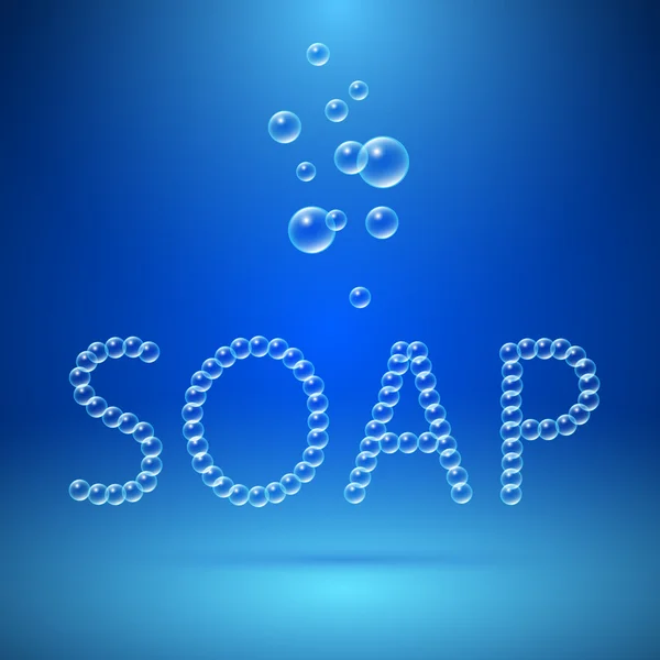 Lettering Soap of Floating Bubbles — Stock Vector