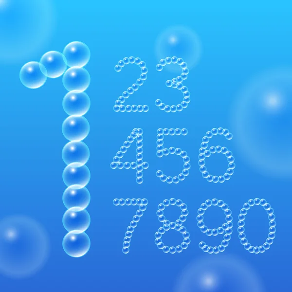 Números 0-9 de burbujas de aire — Vector de stock