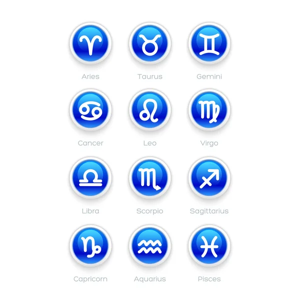 Buttons with Zodiac Symbol Icons — Stock Vector