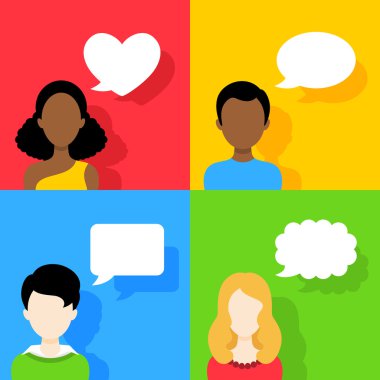 People icons with dialog speech bubbles clipart