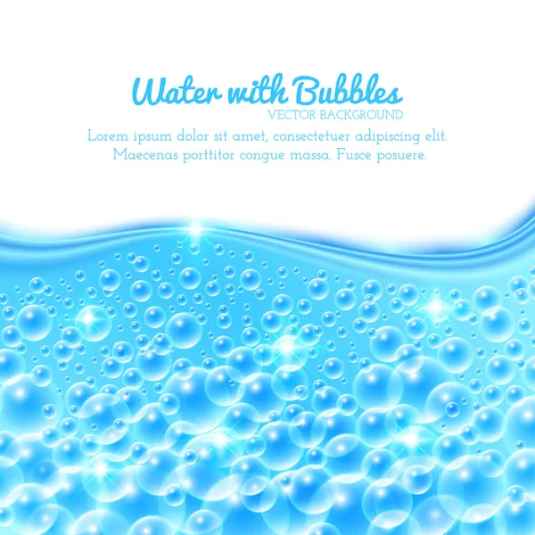 Fondo de agua brillante con burbujas — Vector de stock