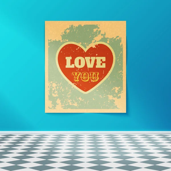 Love You Poster retro — Archivo Imágenes Vectoriales