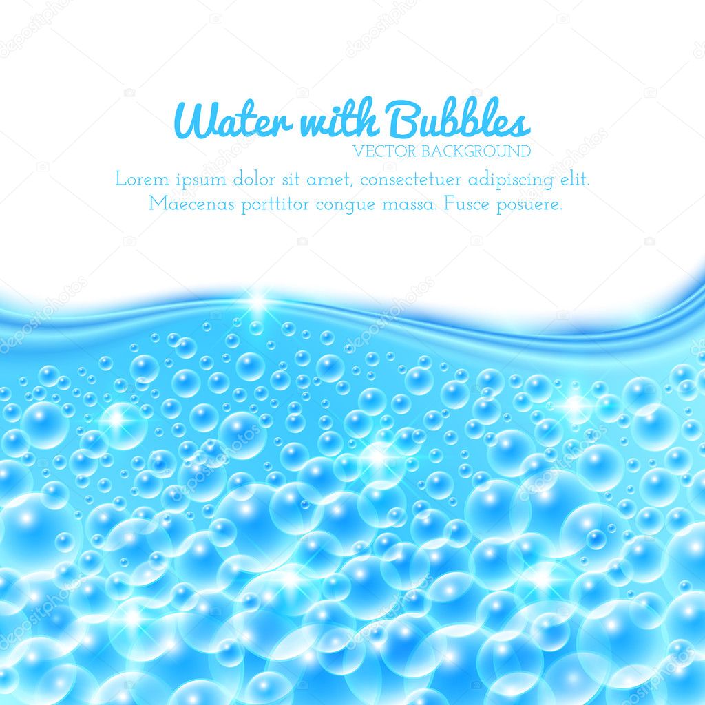 Shining Water Background with Bubbles