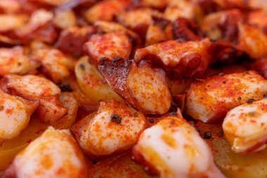 Galician-style octopus tapa in a restaurant