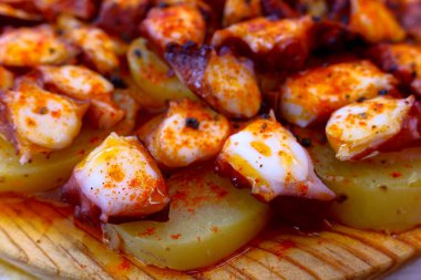 Galician-style octopus tapa in a restaurant