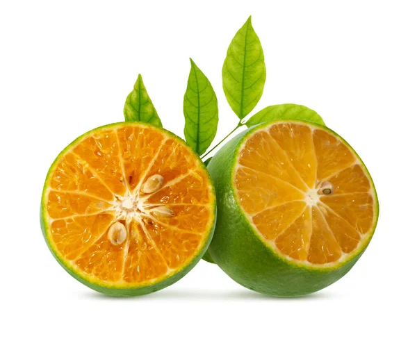 白地に隔離されたカラマンシや緑のオレンジの果実 — ストック写真