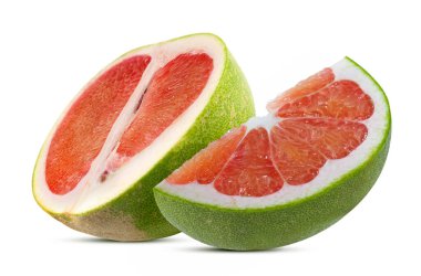 Beyaz arkaplanda izole edilmiş Pomelo veya greyfurt
