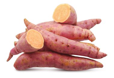 Beyaz arka planda izole edilmiş tatlı patates