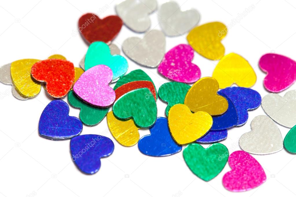 Colorful confetti hearts