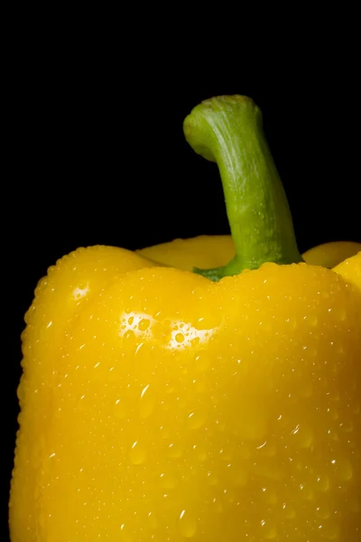 Fresh yellow pepper with water drops — Stock Photo, Image