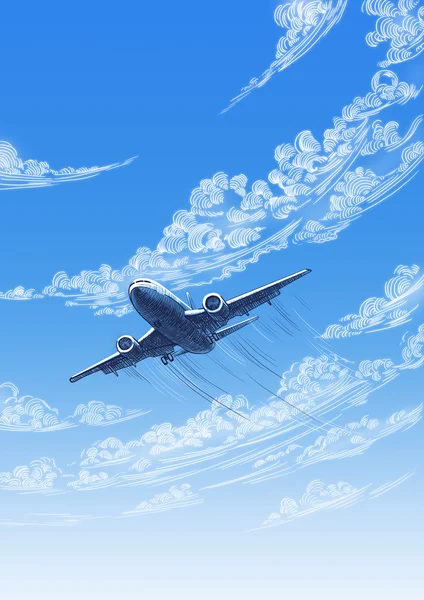 Plane in sky — Stock Photo, Image