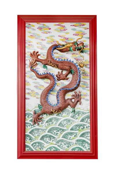 Chinese dragon on wall in chinese joss house — Stock Photo, Image