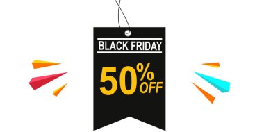Kara Cuma Satış Vektörü tasarımı. Kara Cuma indirim kuponları% 50 indirimli satışlarda pazarlama ve reklam için afiş etiketleri satılıyor. Özel Teklif Tatil Mevsimlik Alışveriş Şablonu etiketi.