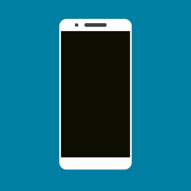 Akıllı telefon işareti sembolü. Beyaz arkaplanda basit bir klip sanat vektörü çizimi. siyah ve beyaz renkli hücre Telefon simgesi.