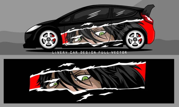 Diseño Librea Coche Con Gráficos Frescos Una Combinación Colores Rojo — Vector de stock